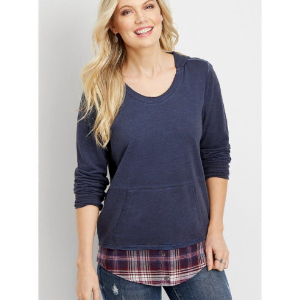 NWT Maurices Hooded Plaid Sweatshirt | XS